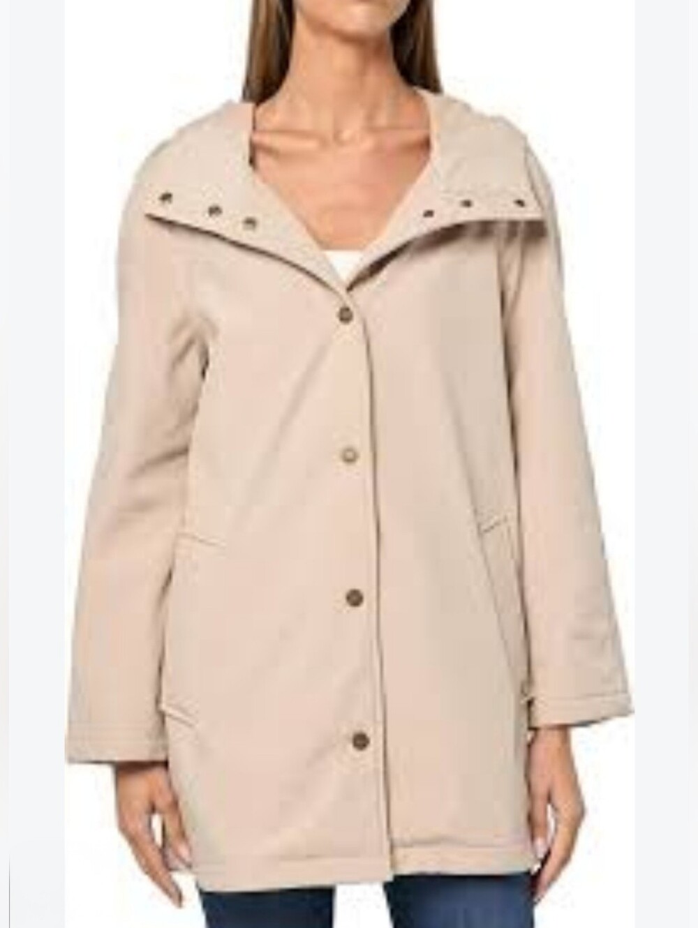 Women's Tan Hooded Rain Coat XL NEW WITH TAGS